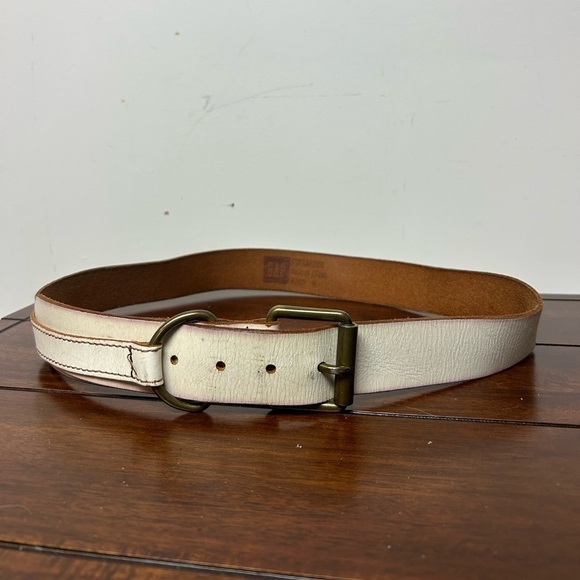 GAP Y2K 90’s White Boho wide Cowgirl Western genuine leather Belt size M - Picture 2 of 9
